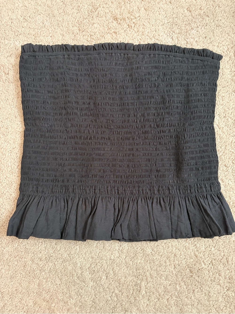 Rebecca Minkoff Smocked Strapless Crop Top Black Ruffle Women’s Size Small Boho